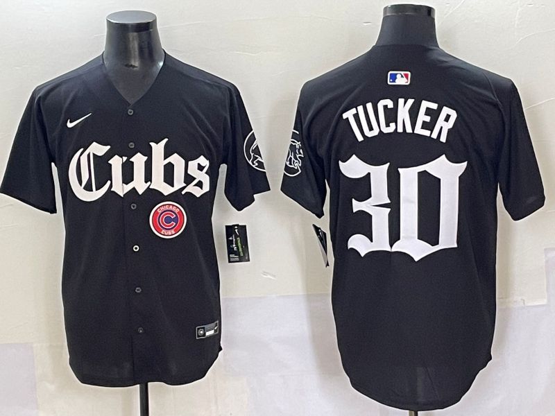 Men 2025 Chicago Cubs 30 Tucker Black Five generations Joint Name Nike MLB Jersey style 12
